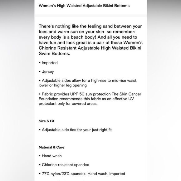 Land's End Adjustable high leg waist bikini swim bottom olive green pansy Var - Picture 4 of 4